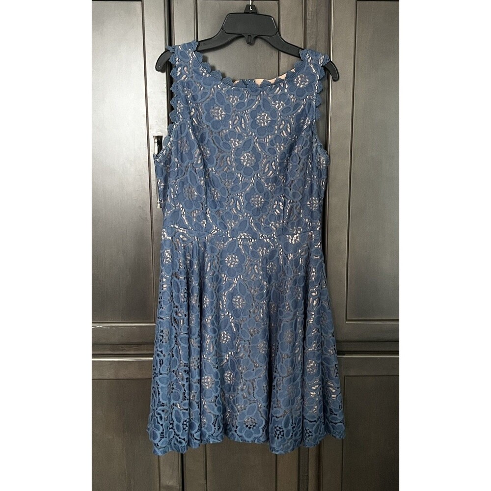 City Studio Blue Crochet Floral Fit & Flare Formal Dress Size 11 Junior
